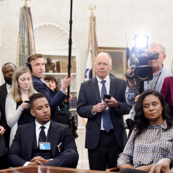 Kanye West rencontre Donald Trump au Bureau Oval, à la Maison Blanche. Washington, D.C., le 11 octobre 2018.