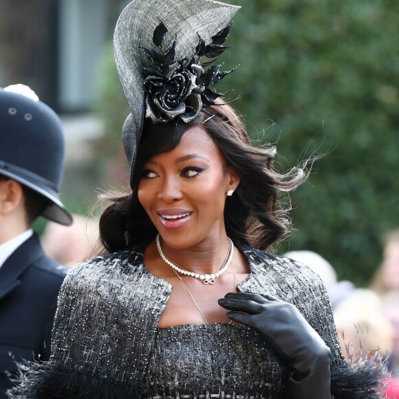 Naomi Campbell - Les invités arrivent à la chapelle St. George pour le mariage de la princesse Eugenie d'York et Jack Brooksbank au château de Windsor, Royaume Uni, le 12 octobre 2018.