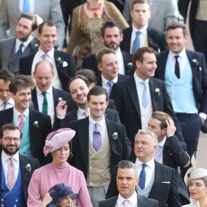 Robbie Williams - Les invités arrivent à la chapelle St. George pour le mariage de la princesse Eugenie d'York et Jack Brooksbank au château de Windsor, Royaume Uni, le 12 octobre 2018.