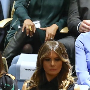 Melania Trump, la femme de Donald Trump en tribune lors de l'intervention du président Donald Trump pour la 73ème session de l'Assemblée générale à l'ONU à New York le 25 septembre 2018. © Morgan Dessalles / Bestimage