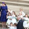 Sarah Ferguson, duchesse d'York et la princesse Beatrice d’York, le prince George de Cambridge et la princesse Charlotte de Cambridge - Sorties après la cérémonie de mariage de la princesse Eugenie d'York et Jack Brooksbank en la chapelle Saint-George au château de Windsor, Royaume Uni, le 12 octobre 2018.