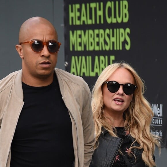 Emma Bunton et son compagnon Jade Jones se promènent dans les rues de Manchester. Le 10 juin 2018