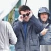 Exclusif - Micheál Richardson (fils de L. Neeson) sur le tournage d'une scène du film "Hard Powder" à Vancouver, Canada, le 2 mai 2017. Le jeune homme se montre très complice avec l'équipe du film.