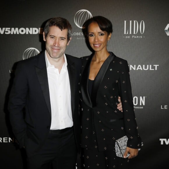 Sonia Rolland et son compagnon Jalil Lespert - Photocall - 12ème cérémonie des Globes de Cristal au Lido à Paris, le 12 février 2018. © Rachid Bellak / Pool / Bestimage