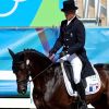 Karim Laghouag sur Entebbe de Hus lors de l'épreuve de dressage en concours complet aux Jeux olympiques de Rio de Janeiro, le 6 août 2016 au Brésil.