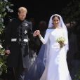 Le prince Harry, duc de Sussex, et Meghan Markle, duchesse de Sussex, à la sortie de chapelle St. George au château de Windsor - Sortie après la cérémonie de mariage du prince Harry et de Meghan Markle en la chapelle Saint-George au château de Windsor, Royaume Uni, le 19 mai 2018.