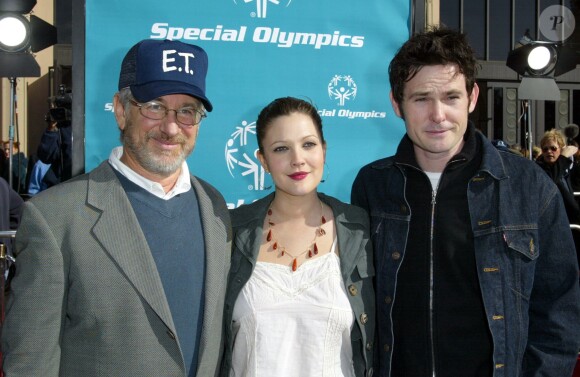 Steven Spielberg, Drew Barrymore et Henry Thomas lors du 20e anniversaire d'E.T. en 2002.