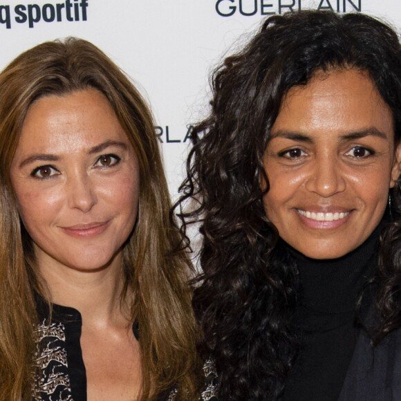 Sandrine Quétier et Laurence Roustandjee - Guerlain et le coq sportif au lancement de leur seconde collaboration à la boutique Guerlain des Champs-Elysées à Paris le 23 octobre 2018. © Pierre Perusseau/Bestimage