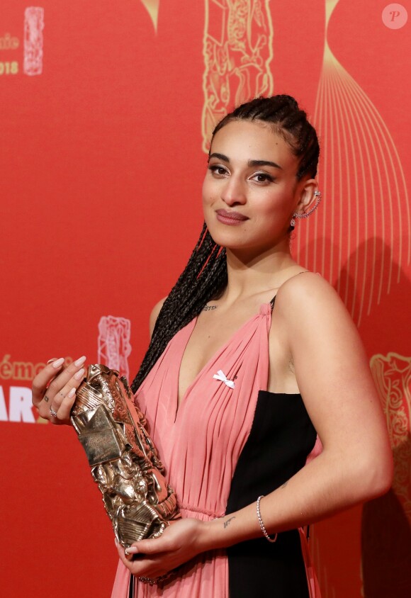 Camélia Jordana (César du meilleur espoir féminin pour le film "Le Brio") - Pressroom lors de la 43e cérémonie des Cesar à la salle Pleyel à Paris, le 2 mars 2018. © Dominique Jacovides - Olivier Borde / Bestimage