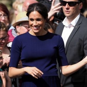 Meghan Markle, duchesse de Sussex (enceinte) lors d'un bain de foule à Rotorua, Nouvelle Zélande le 31 octobre 2018.