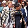 Le prince Harry, duc de Sussex, Meghan Markle, duchesse de Sussex (enceinte) lors d'une visite du site Te Papaiouru Marae à Rotorua, Nouvelle Zélande le 31 octobre 2018.