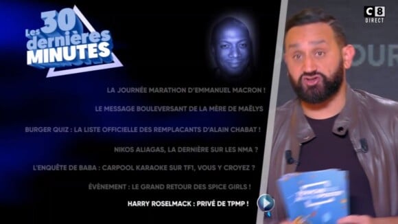 Cyril Hanouna annonce qu'Harry Roselmack ne sera pas invité dans "TPMP" - 7 novembre 2018, C8