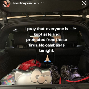 Kourtney Kardashian confie avoir été obligée d'évacuer son domicile de Calabasas en raison d'incendies. Le 8 novembre 2018.