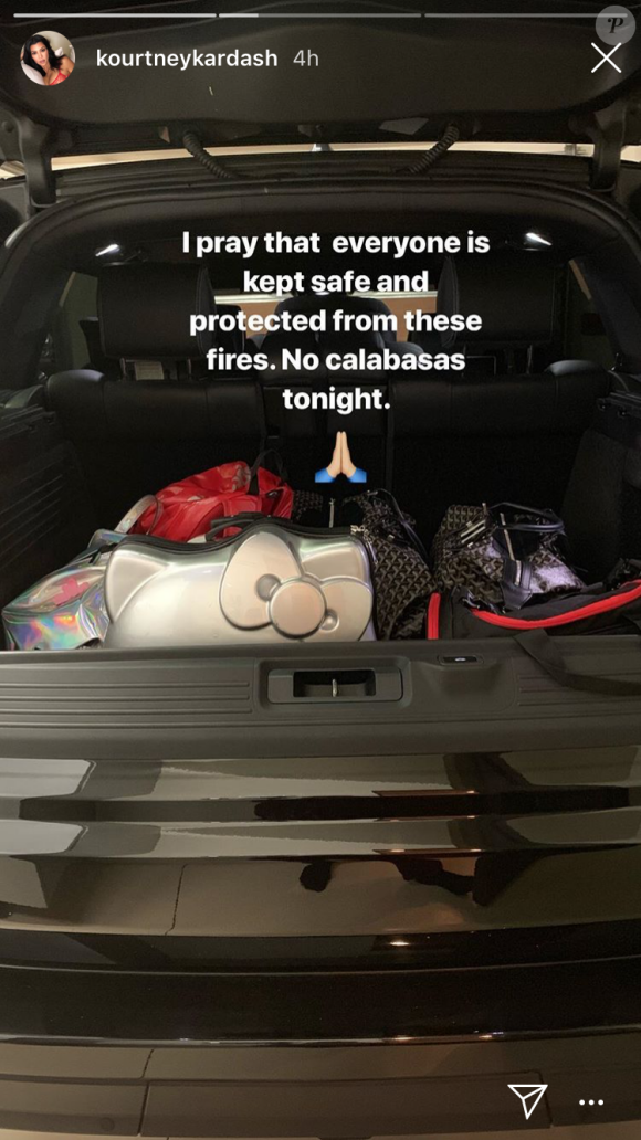 Kourtney Kardashian confie avoir été obligée d'évacuer son domicile de Calabasas en raison d'incendies. Le 8 novembre 2018.