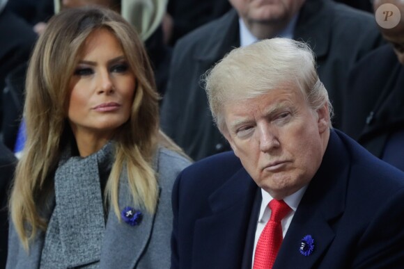 Le président des Etats-Unis Donald Trump et sa femme Melania - Cérémonie internationale du centenaire de l'armistice du 11 novembre 1918 à l'Arc de Triomphe à Paris le 11 novembre 2018.