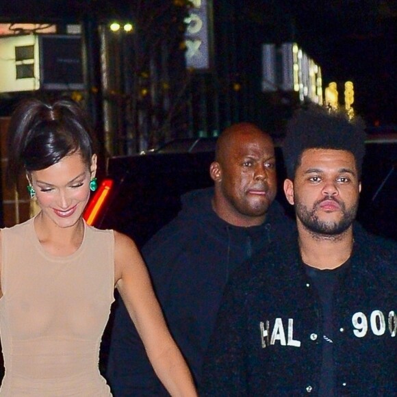 Bella Hadid et son compagnon The Weeknd se rendent à l'after party du défilé Victoria's Secret à New York, le 8 novembre 2018.