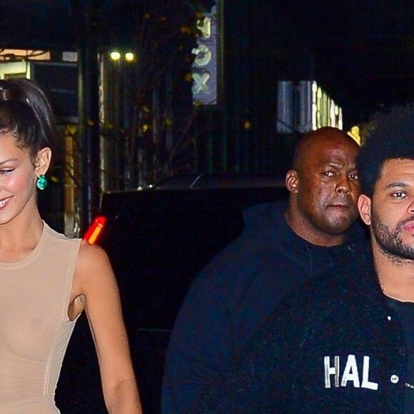 Bella Hadid et son compagnon The Weeknd se rendent à l'after party du défilé Victoria's Secret à New York, le 8 novembre 2018.