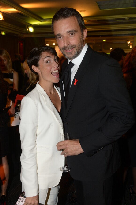 Alessandra Sublet et son mari Clément Miserez - Dîner de la mode pour le Sidaction au pavillon d'Armenonville à Paris. Le 23 janvier 2014