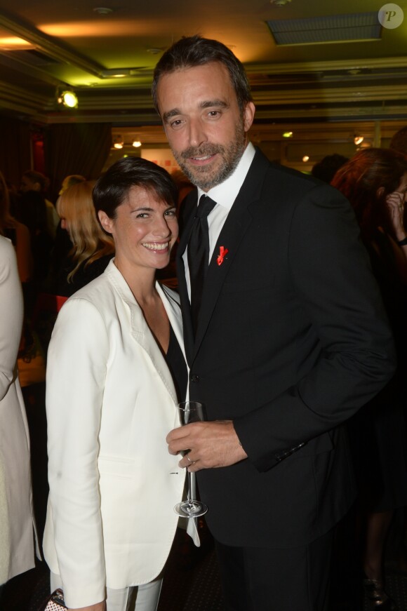 Alessandra Sublet et son mari Clément Miserez - Dîner de la mode pour le Sidaction au pavillon d'Armenonville à Paris. Le 23 janvier 2014.