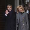 Le roi et la reine de Belgique accueillent le président de la République française Emmanuel Macron et sa femme la Première Dame Brigitte Macron lors de leur visite d'Etat à Bruxelles, Belgique, le 19 novembre 2018.