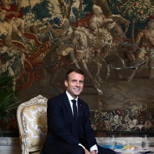 Le président Emmanuel Macron - Le premier ministre de la Belgique et son épouse accueillent le président Emmanuel Macron et sa femme Brigitte au Palais d'Egmont à Bruxelles le 19 novembre 20118. © Stéphane Lemouton / Bestimage