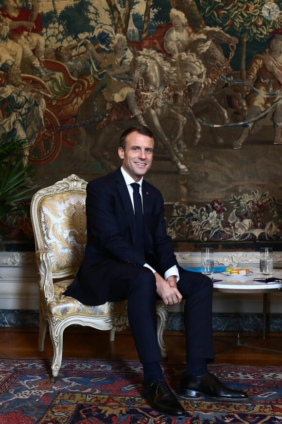 Le président Emmanuel Macron - Le premier ministre de la Belgique et son épouse accueillent le président Emmanuel Macron et sa femme Brigitte au Palais d'Egmont à Bruxelles le 19 novembre 20118. © Stéphane Lemouton / Bestimage