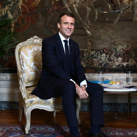 Le président Emmanuel Macron - Le premier ministre de la Belgique et son épouse accueillent le président Emmanuel Macron et sa femme Brigitte au Palais d'Egmont à Bruxelles le 19 novembre 20118. © Stéphane Lemouton / Bestimage