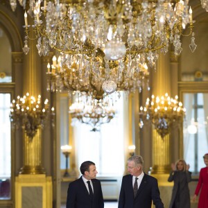 Le roi Philippe de Belgique reçoit le président Emmanuel Macron au palais royal à Bruxelles le 19 novembre 2018. © Eliot Blondet / Pool / Bestimage