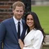 Meghan Markle et le prince Harry lors de l'annonce de leurs fiançailles et de leur mariage le 27 novembre 2017 au palais de Kensington.