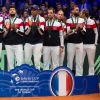 L'équipe de France Lucas Pouille, Jérémy Chardy, Pierre-Hugues Herbert , Nicolas Mahut, Jo-Wilfried Tsonga, le capitaine de l'équipe de France Yannick Noah, Richard Gasquet, Adrian Mannarino, Benoît Paire et Julien Benneteau - Le joueur de tennis français Lucas Pouille opposé au joueur Croate Marin Cilic lors de la Finale de la Coupe Davis France vs Croatie, au Stade Pierre Mauroy à Villeneuve d'Ascq, France, le 25 novembre 2018.