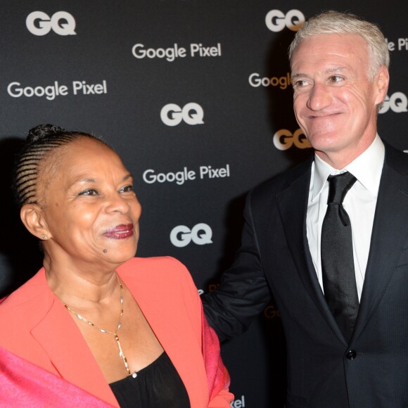 Christiane Taubira (femme politique de la décennie) et Didier Deschamps (Manager de la décennie) - Photocall - Remise des GQ Awards "Les Hommes de l'Année 2018" au Centre Pompidou à Paris, le 26 novembre 2018. © Veeren/Bestimage