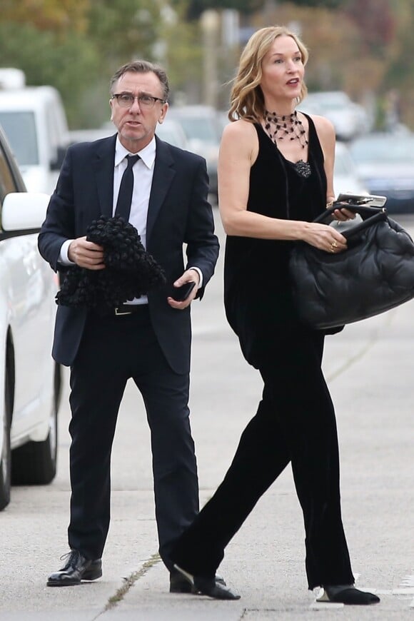 Exclusif - Tim Roth et sa femme Nikki Butler arrivent au mariage de Quentin Tarantino et Daniella Pick à Beverly Hills, le 28 novembre 2018.