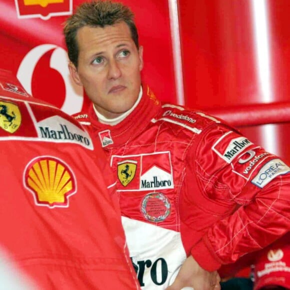 Michael Schumacher lors des essais du Grand Prix de Belgique le 27 août 2004.