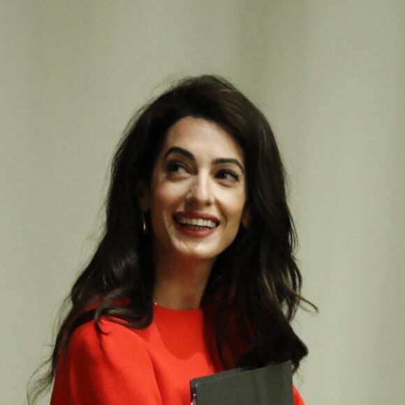 Amal Clooney Alamuddin participe à la conférence de presse Behind Bars: Undermining Justice and Democracy à New York, le 28 septembre 2018