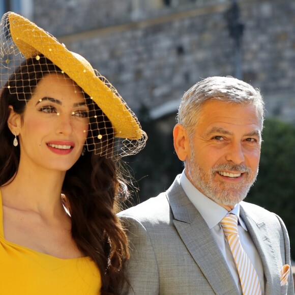 George Clooney et sa femme Amal - Les invités arrivent à la chapelle St. George pour le mariage du prince Harry et de Meghan Markle au château de Windsor, Royaume Uni, le 19 mai 2018.