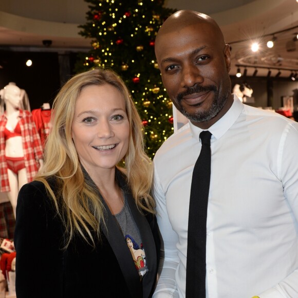 Caroline Vigneauxet Harry Roselmack - Soirée Etam "Christmas Charity" au profit de l'association "Solidarite Femmes" à l'Etam Popstore Champs-Elysées à Paris, France, le 6 décembre 2018. © Rachid Bellak/Bestimage