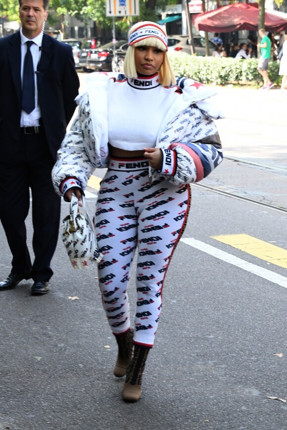 Nicki Minaj lors de son arrivée au défilé Fendi pendant la fashion week de Milan le 20 septembre 2018.