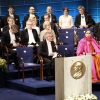 Göran K Hansson et Sara Danius lors de la cérémonie de remise des prix des Nobel 2018 à Stockholm en Suède le 10 décembre 2018.