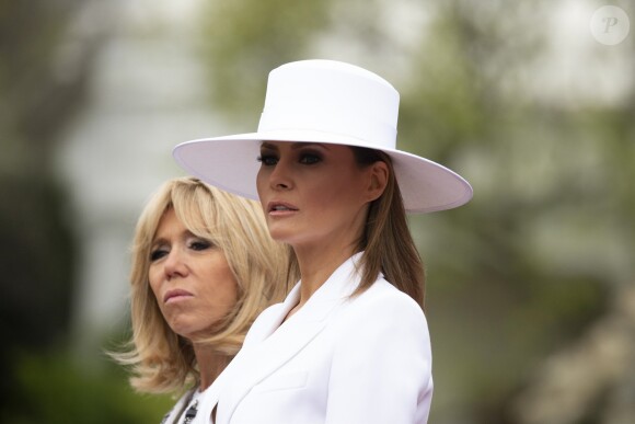 Melania Trump et Brigitte Macron à la Maison Blanche à Washington, le 24 avril 2018.