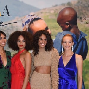 Exclusif - Ophély Mézino (première dauphine de Miss France 2019), Sonia Rolland (présidente de l'association Maïsha Africa), Alicia Aylies (Miss France 2017), Cindy Bruna et Maëva Coucke (Miss France 2018) - Dîner de gala au profit de l'association "Maïsha Africa" de Sonia Rolland, qui vient en aide aux enfants du Rwanda, au Pavillon Gabriel, à Paris, le 17 décembre 2018. En vue de soutenir une partie du projet en faveur de la réhabilitation du service de néonatalogie de l'hôpital de Musanze au Rwanda, le gala a été organisé avec le précieux parrainage de C.Descalzi-Pereira, présidente de la Fondation Congo Kitoko, et de Céline Brucker, directrice générale de L'Oréal Grand Public France. Près de 125 000 euros de dons ont été récoltés pendant la soirée, organisée en partenariat avec la Fondation Congo Kitoko, Mixa et LVMH ainsi que la contribution du magazine Infrarouge et de la maison de Champagne Delarocque. © Gorassini-Moreau/Bestimage