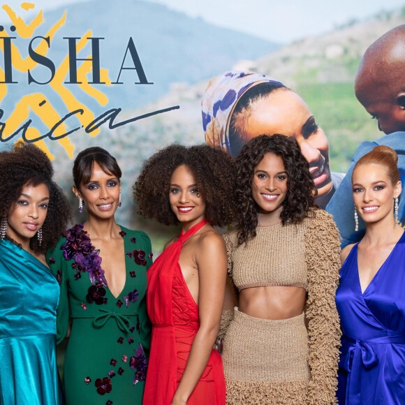 Exclusif - Ophély Mézino (première dauphine de Miss France 2019), Sonia Rolland (Présidente de Maïsha Africa), Alicia Aylies, Cindy Bruna, Maëva Coucke - Dîner de gala au profit de l'association "Maïsha Africa" de Sonia Rolland, qui vient en aide aux enfants du Rwanda, au Pavillon Gabriel, à Paris, le 17 décembre 2018. En vue de soutenir une partie du projet en faveur de la réhabilitation du service de néonatalogie de l'hôpital de Musanze au Rwanda, le gala a été organisé avec le précieux parrainage de C.Descalzi-Pereira, présidente de la Fondation Congo Kitoko, et de Céline Brucker, directrice générale de L'Oréal Grand Public France. Près de 125 000 euros de dons ont été récoltés pendant la soirée, organisée en partenariat avec la Fondation Congo Kitoko, Mixa et LVMH ainsi que la contribution du magazine Infrarouge et de la maison de Champagne Delarocque. © Gorassini-Moreau/Bestimage