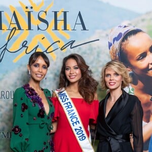 Exclusif - Sonia Rolland (Présidente de Maïsha Africa), Vaimalama Chaves (Miss France 2019), Sylvie Tellier - Dîner de gala au profit de l'association "Maïsha Africa" de Sonia Rolland, qui vient en aide aux enfants du Rwanda, au Pavillon Gabriel, à Paris, le 17 décembre 2018. En vue de soutenir une partie du projet en faveur de la réhabilitation du service de néonatalogie de l'hôpital de Musanze au Rwanda, le gala a été organisé avec le précieux parrainage de C.Descalzi-Pereira, présidente de la Fondation Congo Kitoko, et de Céline Brucker, directrice générale de L'Oréal Grand Public France. Près de 125 000 euros de dons ont été récoltés pendant la soirée, organisée en partenariat avec la Fondation Congo Kitoko, Mixa et LVMH ainsi que la contribution du magazine Infrarouge et de la maison de Champagne Delarocque. © Gorassini-Moreau/Bestimage