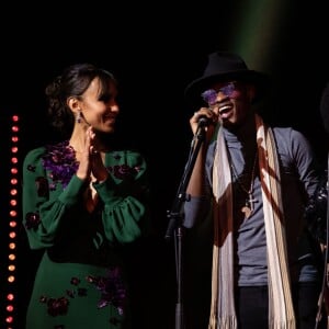 Exclusif - Sonia Rolland, Yvan Buravan et China Moses sur scène à la fin de la soirée - Dîner de gala au profit de l'association "Maïsha Africa" de Sonia Rolland, qui vient en aide aux enfants du Rwanda, au Pavillon Gabriel, à Paris, le 17 décembre 2018. Près de 125 000 euros de dons ont été récoltés pendant la soirée, organisée en partenariat avec la Fondation Congo Kitoko, Mixa et LVMH. © Gorassini-Moreau/Bestimage