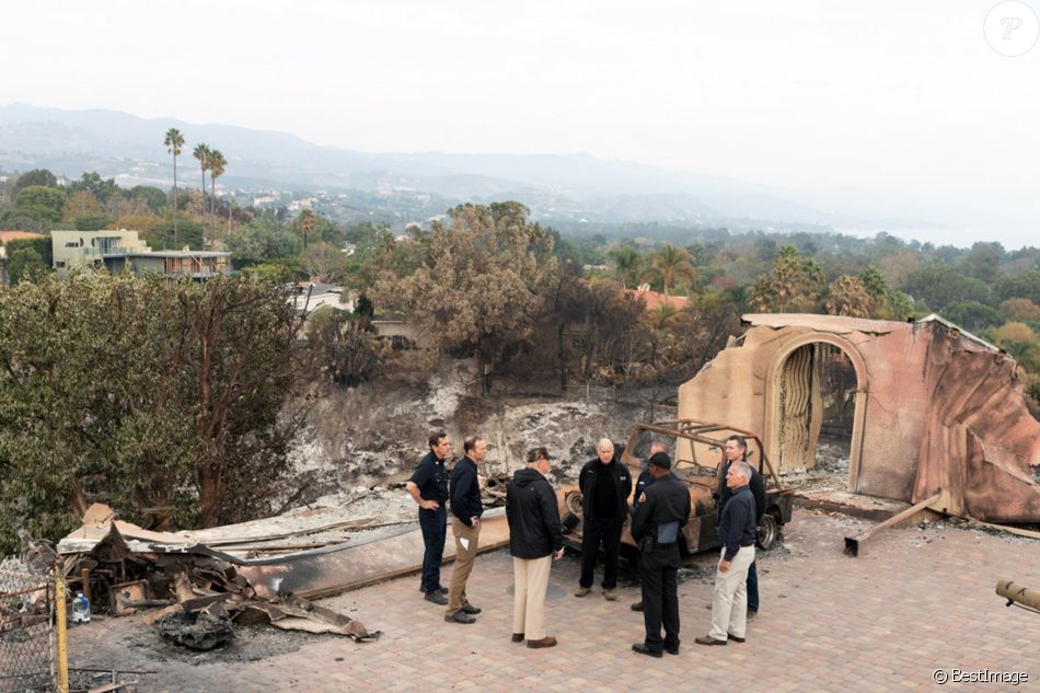 Visite de Donald Trump en Californie après les incendies qui ont ravagés la côte ouest californienne des Etats-Unis. Le 17 novembre 2018