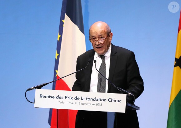 Exclusif - Jean-Yves Le Drian - 5e édition de la cérémonie de remise des prix de la Fondation Chirac (le Prix Culture pour la paix et le Prix Chirac pour la prévention des conflits) au musée du Quai Branly - Jacques Chirac à Paris le 18 décembre 2018. © Dominique Jacovides / Bestimage