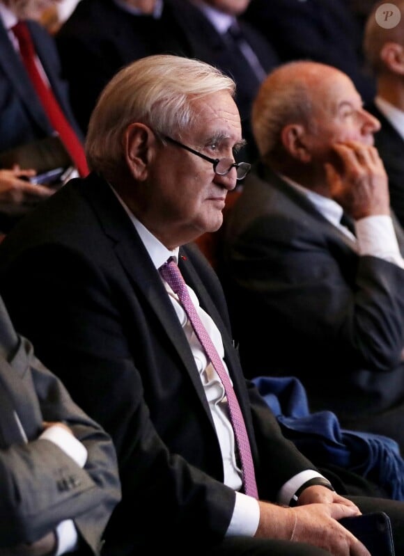 Exclusif - Jean-Pierre Raffarin, Marc Ladreit de Lacharrière et le ministre de la Culture Franck Riester - 5e édition de la cérémonie de remise des prix de la Fondation Chirac (le Prix Culture pour la paix et le Prix Chirac pour la prévention des conflits) au musée du Quai Branly - Jacques Chirac à Paris le 18 décembre 2018. © Dominique Jacovides / Bestimage
