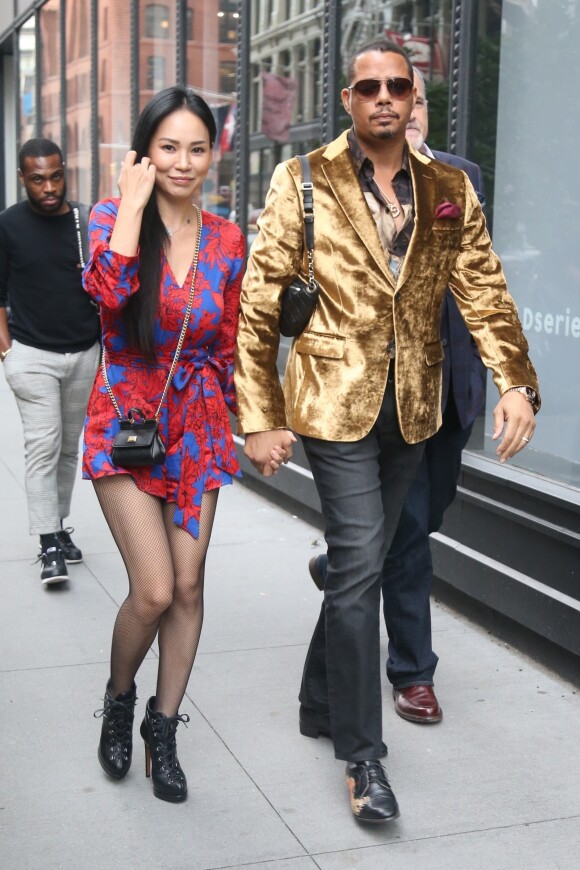 Terrence Howard et sa femme Miranda Pak arrivent aux studios Build Series à New York pour faire la promotion de la série Empire, le 24 septembre 2018