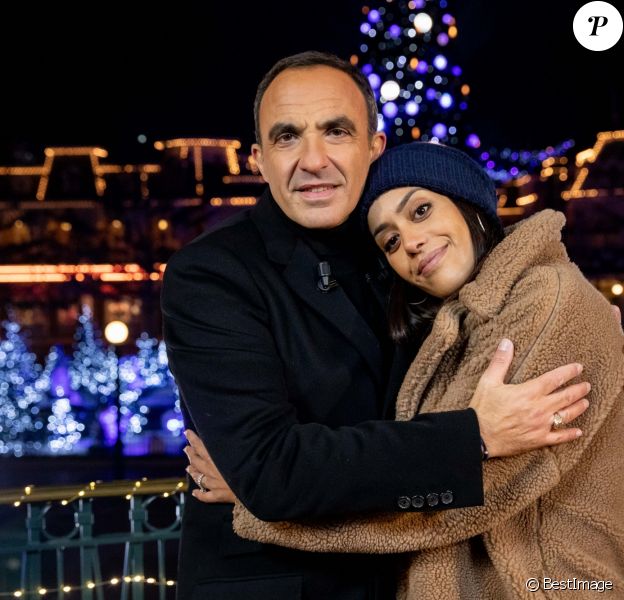 Exclusif - Nikos Aliagas et Amel Bent lors de l'enregistrement de l'émission "Toute la musique qu'on aime" à Disneyland Paris le 12 décembre 2018. L'émission sera diffusée le 31 décembre 2018 à 23h30 sur TF1 pour le passage à la nouvelle année. © Cyril Moreau/Bestimage