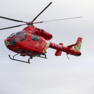 Le prince William, duc de Cambridge, est arrivé en hélicoptère à l'Hôpital royal de Londres le 9 janvier 2019 pour y célébrer les 30 ans de l'association London Air Ambulance.