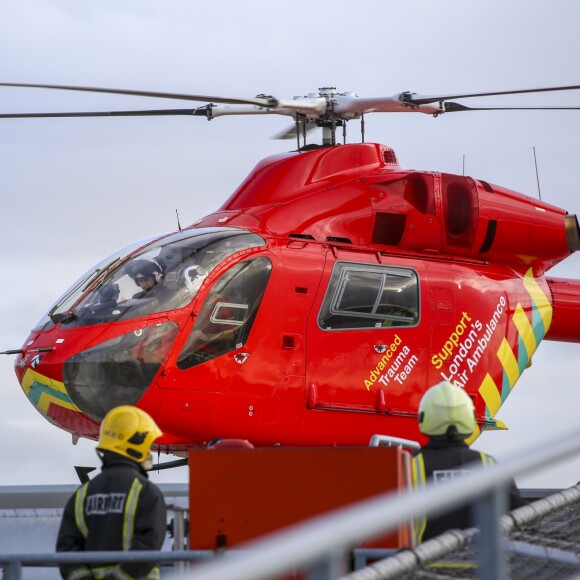 Le prince William, duc de Cambridge, est arrivé en hélicoptère à l'Hôpital royal de Londres le 9 janvier 2019 pour y célébrer les 30 ans de l'association London Air Ambulance.